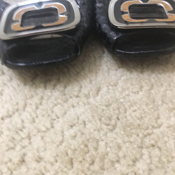 Sam Edelman Erica Flats Peep Toe Snakeskin Embossed Leather Slingback Black - Picture 6 of 13